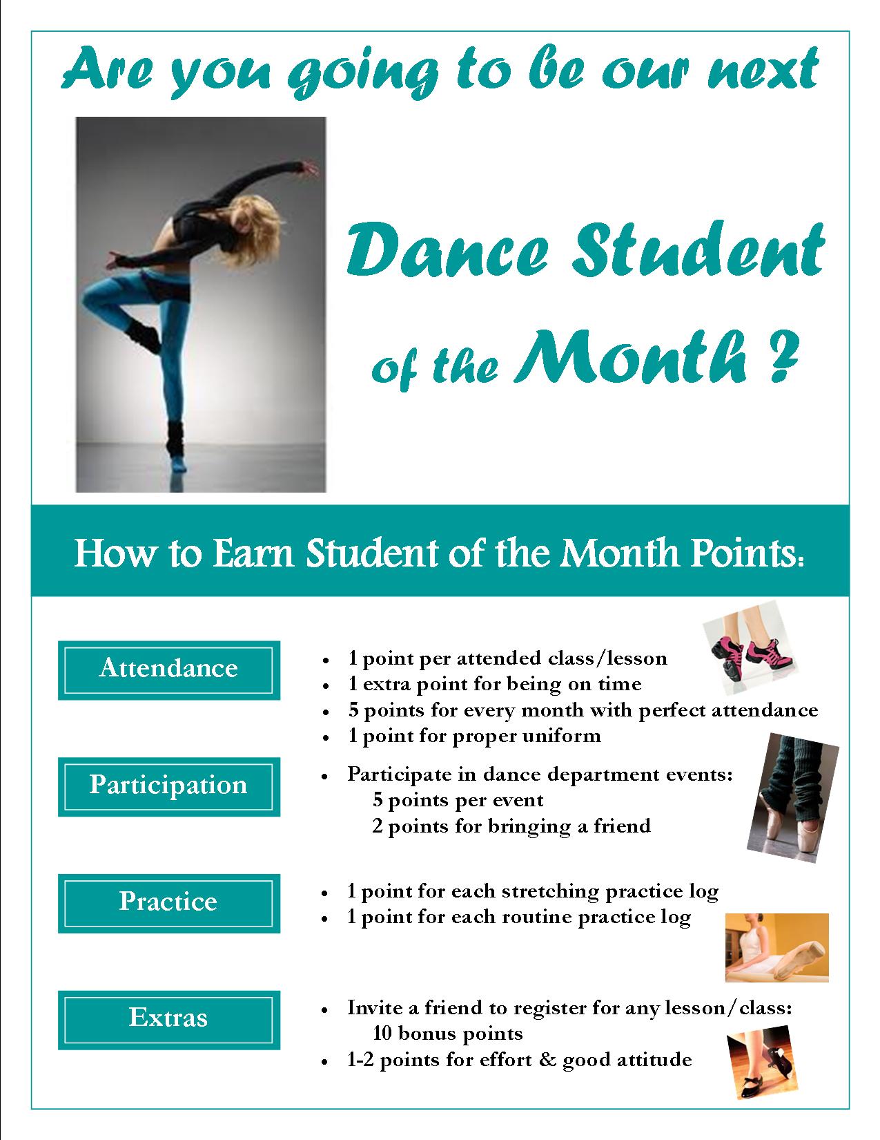 Student of the Month DANCE CM School of Fine Arts Music Lessons